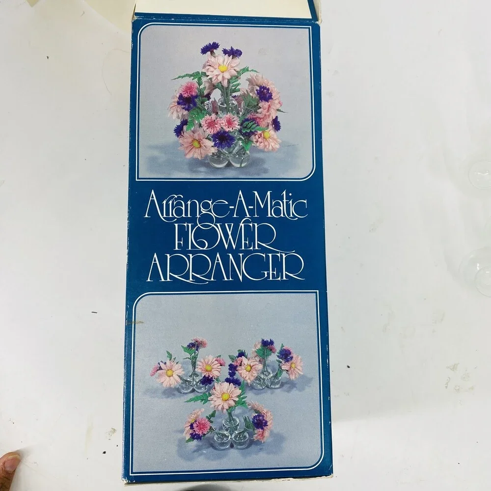 Vintage Arrange-A-Matic Flower Arranger Glass Bud Vase Original Box  2 Stacks